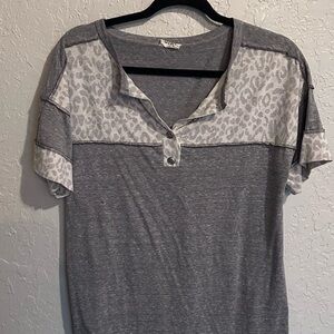 BiBi Gray Leopard Print Women's Top